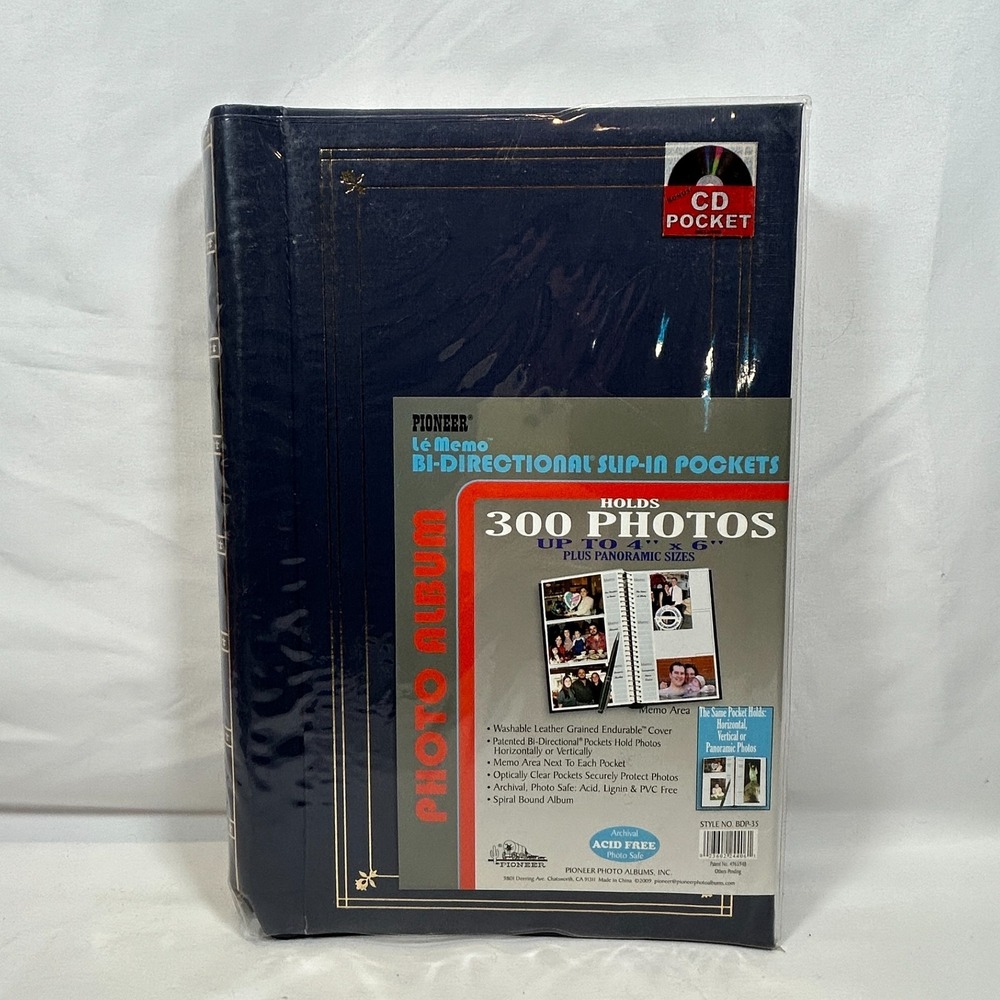 Vintage Photo Album 300 Pictures 4x6 Pioneer Le Memo Spiral Leather Pockets Blue